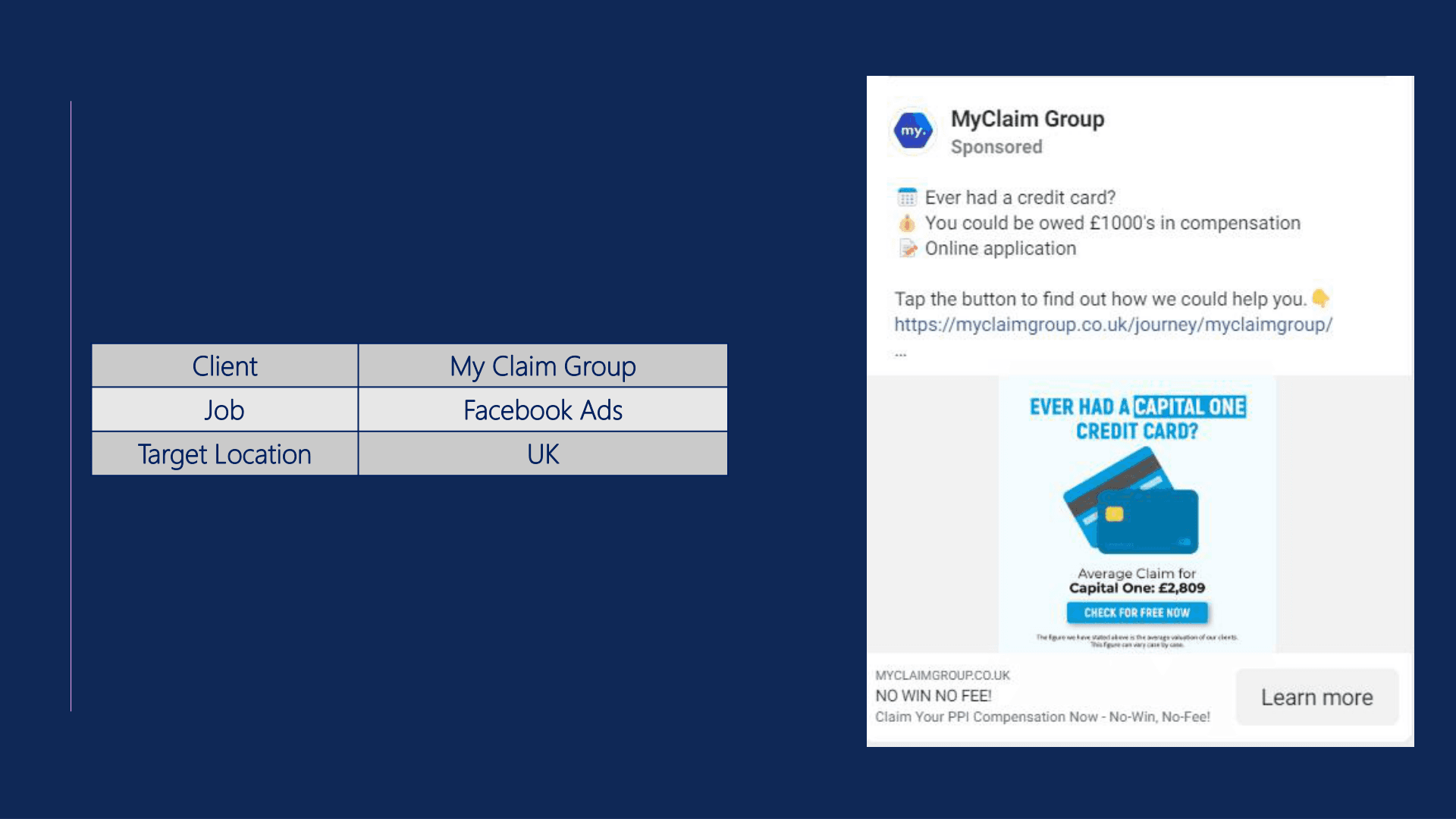 My Claim Group Facebook Ad