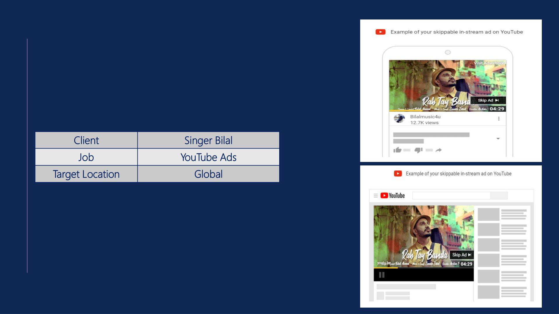 Singer Bilal YouTube Ad